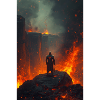 Flammender Ritter am Lavafeld