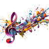 Coloured notes with clef