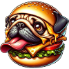 Cute Pug Halloween Cheeseburger Cartoon Monster
