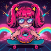 Rose Fille Skate Neon Donut