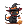 Halloween Cat with Halloween Pumpkin