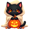 Halloween Cat with Halloween Pumpkin