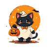 Halloween Cat with Halloween Pumpkin