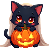 Halloween Cat with Halloween Pumpkin