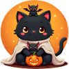 Halloween Cat with Halloween Pumpkin