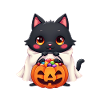 Halloween Cat with Halloween Pumpkin