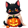 Halloween Cat with Halloween Pumpkin