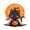 Halloween Cat with Halloween Pumpkin