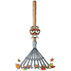 Autumn rake with tired eyes