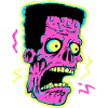 Neon Zombie Screamer Pop Art