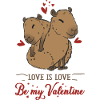 Motif d’amour avec deux bébés capybara