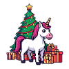 Pixel Einhorn & Weihnachtsbaum Retro Kunst