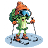Broccoli skier with cap