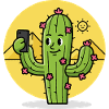 Desert Cactus Selfie Cartoon