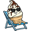 Chillende ijscreme op strandstoel