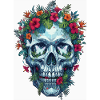 Crystal Skull with Tropical Flowers
