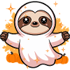 Cute Sloth Ghost Costume with Pumpkins
