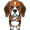 Cute grim beagle cartoon dog