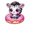 Cute Zebra Donut Dessert Funny Comic