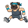 Cute Pug Jogger Sporty Dog Marathon Cartoon