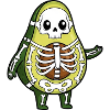 Funny Halloween Avocado Skeleton Cartoon Bone