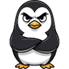 Grumpy penguin cartoon angry annoyed arms