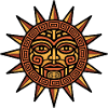 Aztec Sun Face Geometric Emblem