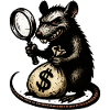 Rat avec loupe et sac d’argent