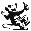 Schwarzweiß Ratte mit Bierflasche