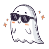 Retro ghost kawaii black glasses