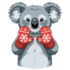 Winter koala with red gloves