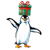 Penguin with gift on head