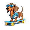 Skate dog in denim with sunglasses