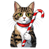 Winter cat with candy cane
