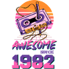 Retro Cassette 1982 Neon Design