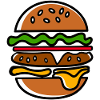 Bunte Hamburger Silhouette
