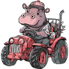 Hippopotamus Tractor Farmer