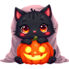 Halloween Cat with Halloween Pumpkin