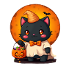 Halloween Cat with Halloween Pumpkin
