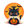 Halloween Cat with Halloween Pumpkin