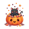 Halloween Cat with Halloween Pumpkin