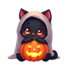 Halloween Cat with Halloween Pumpkin