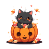 Halloween Cat with Halloween Pumpkin