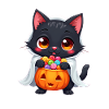 Halloween Cat with Halloween Pumpkin
