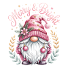 Merry & Bright Christmas Gnome Pink