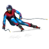 Bunter Skifahrer in Action