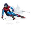 Speeding skier in the snow