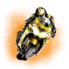 Yellow Racer on Motorcycle
