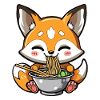 Kawaii Fox Eats Ramen Noodles