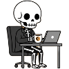 Squelette en costard au bureau 